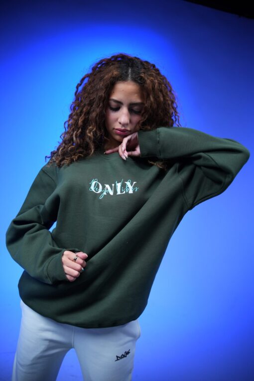 only embroidery oversized crewneck sweatshirt drak green - Image 7