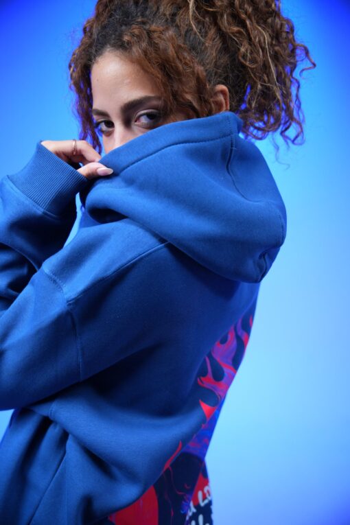 find what you love and let it kill you printed oversized hoodie Navy - Image 9