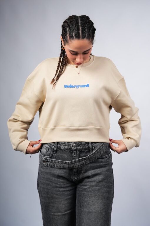 underground cropped crewneck printed beige - Image 6