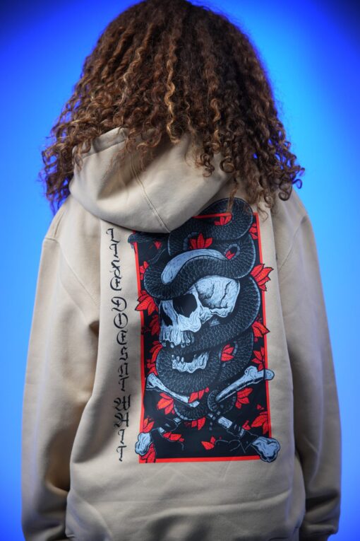 skull printed oversized hoodie  Begie - Image 5