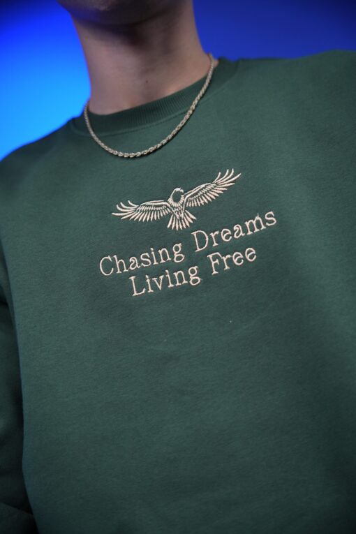 chasing dreams living free embroidery oversized crewneck sweatshirt - Image 3