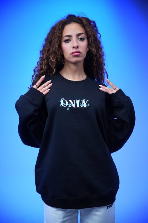 only embroidery oversized crewneck sweatshirt black - Image 13