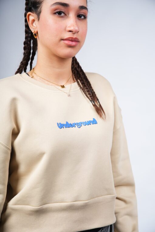 underground cropped crewneck printed beige - Image 4