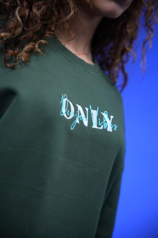 only embroidery oversized crewneck sweatshirt drak green - Image 2