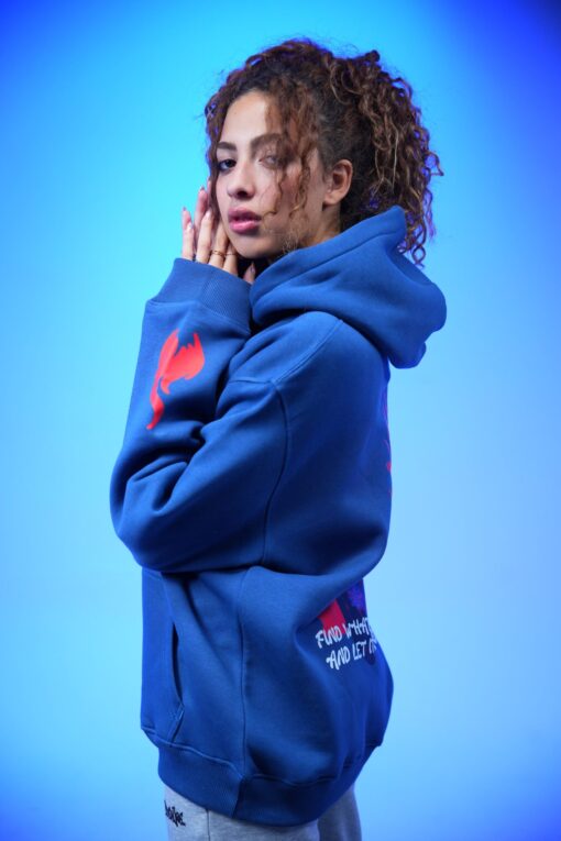 find what you love and let it kill you printed oversized hoodie Navy - Image 5